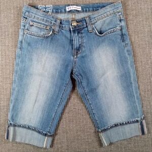 Size 28 - Fracomina Studded Rhinestone Blue Denim Capris